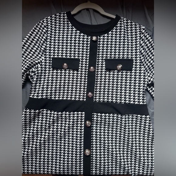 SHEIN Black and White A-Line Long Sleeve Dress Size XL - Picture 8 of 10